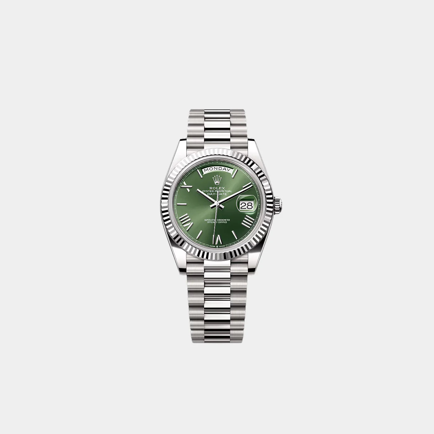 ROLEX DAY-DATE 40 OLIVE WHITE GOLD NEW