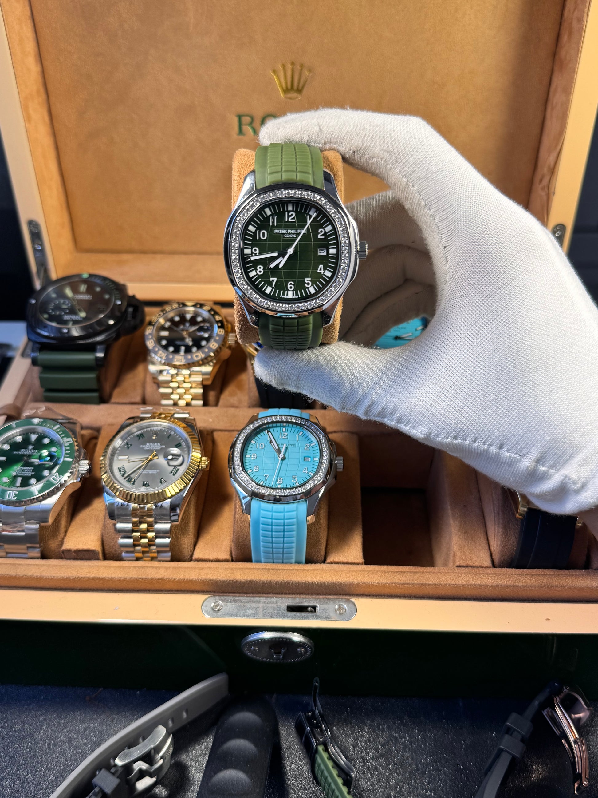 PATEK PHILLIPE CUBITUS GREEN RUBBER WITH DIAMONDS