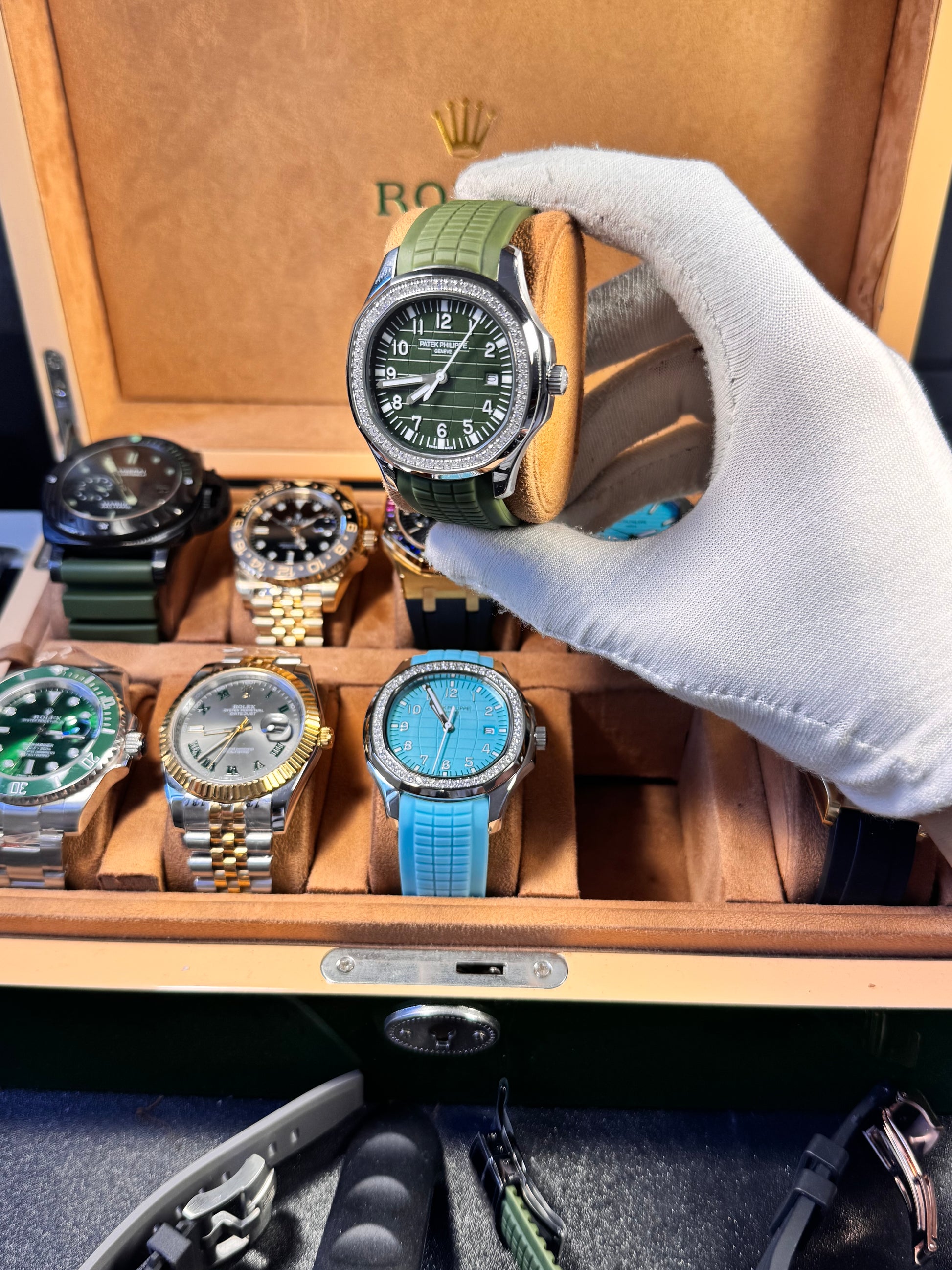PATEK PHILLIPE CUBITUS GREEN RUBBER WITH DIAMONDS