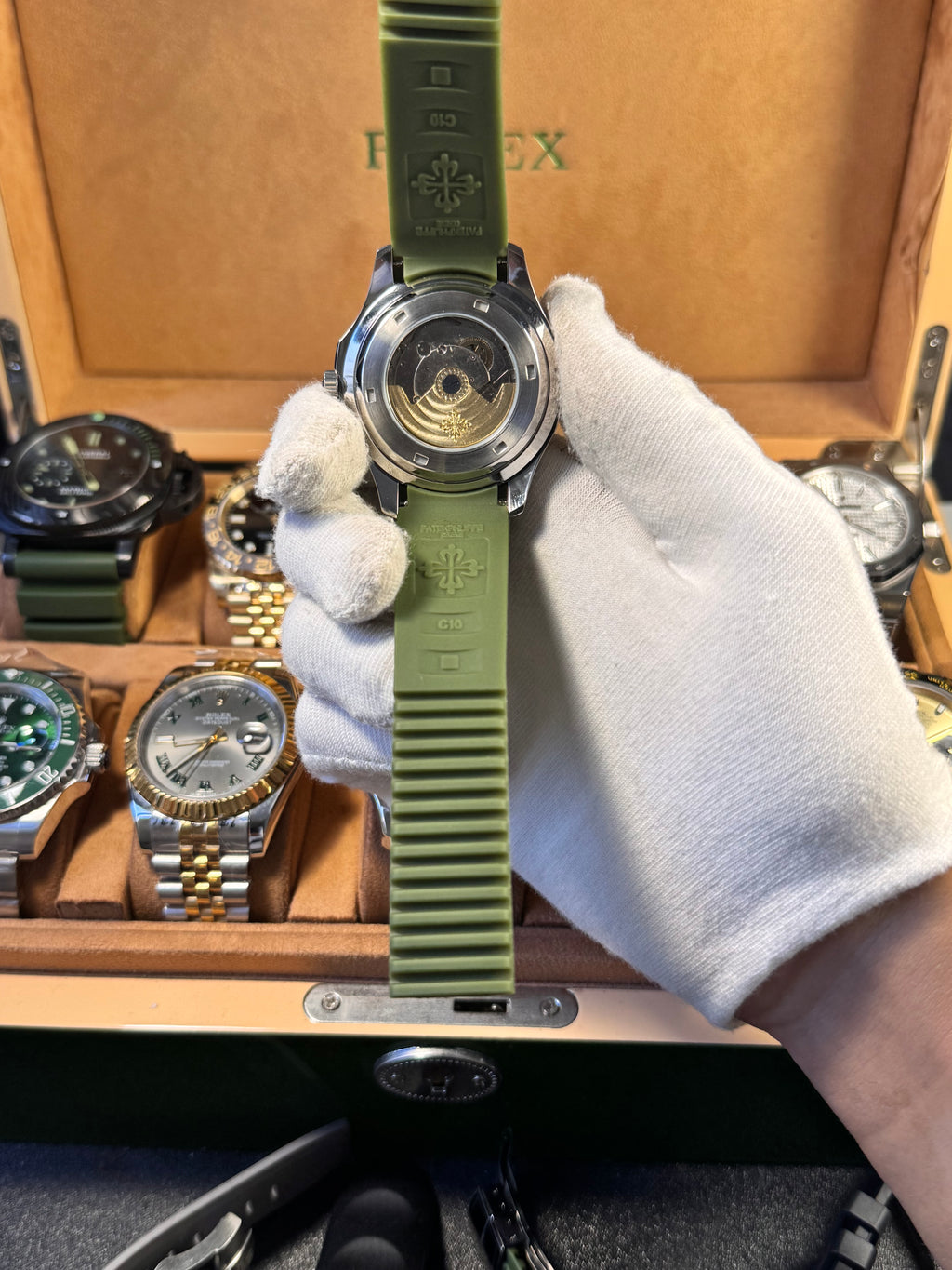 PATEK PHILLIPE CUBITUS GREEN RUBBER WITH DIAMONDS