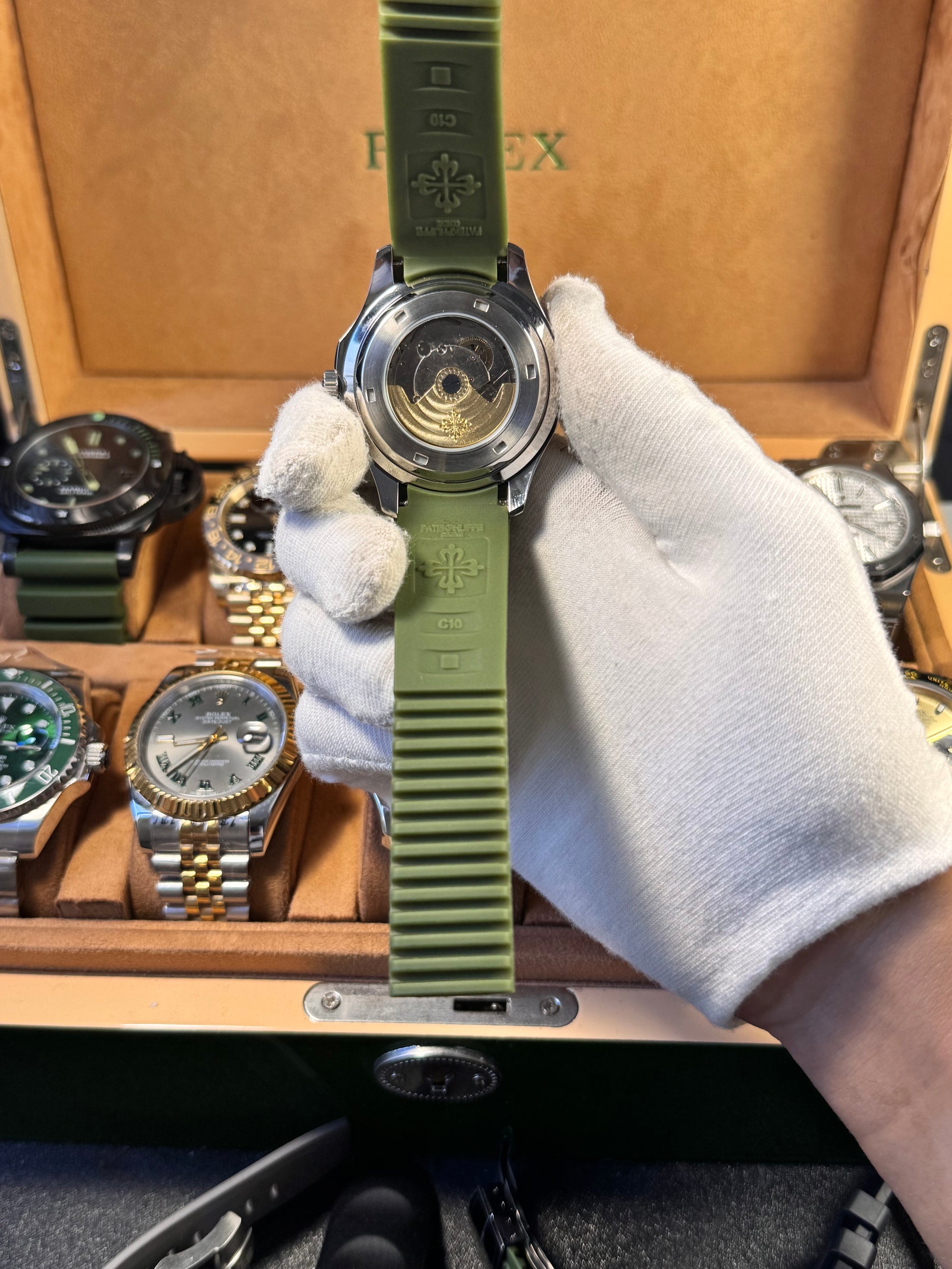 PATEK PHILLIPE CUBITUS GREEN RUBBER WITH DIAMONDS