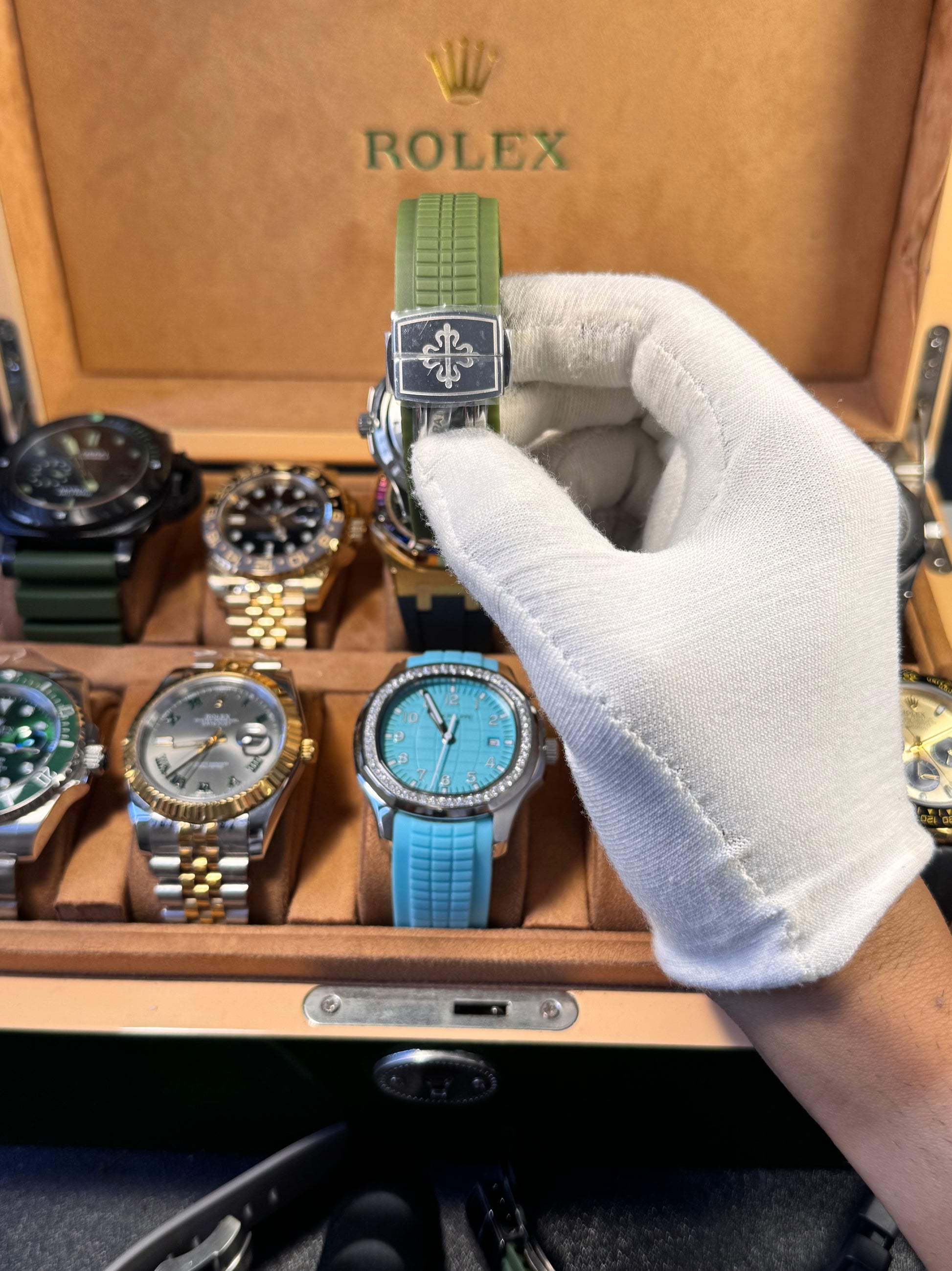 PATEK PHILLIPE CUBITUS GREEN RUBBER WITH DIAMONDS